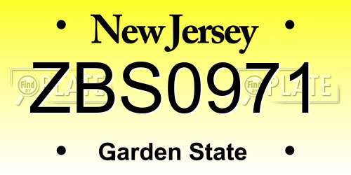 ZBS0971 New Jersey License Plate