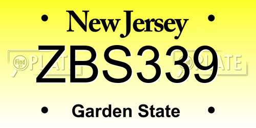 ZBS339 New Jersey License Plate