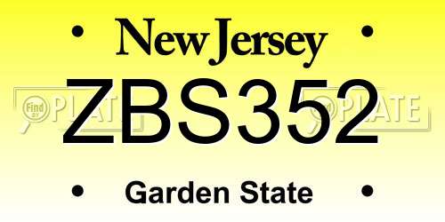ZBS352 New Jersey License Plate