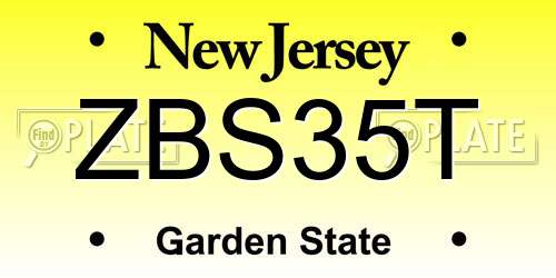 ZBS35T New Jersey License Plate
