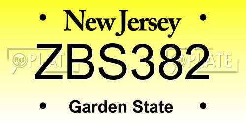 ZBS382 New Jersey License Plate