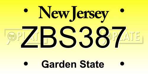 ZBS387 New Jersey License Plate