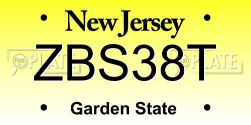 ZBS38T New Jersey License Plate