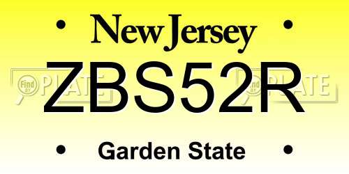 ZBS52R New Jersey License Plate