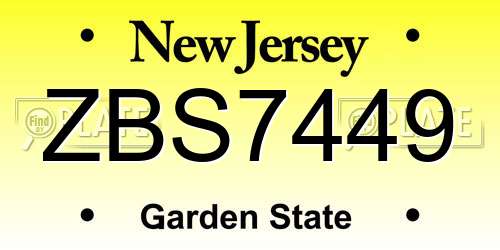 ZBS7449 New Jersey License Plate