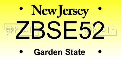 ZBSE52 New Jersey License Plate
