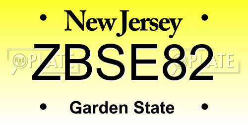 ZBSE82 New Jersey License Plate