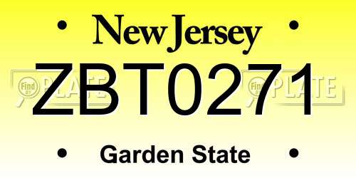 ZBT0271 New Jersey License Plate
