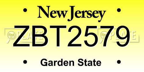 ZBT2579 New Jersey License Plate