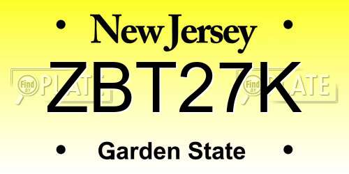 ZBT27K New Jersey License Plate