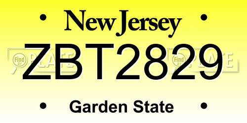 ZBT2829 New Jersey License Plate