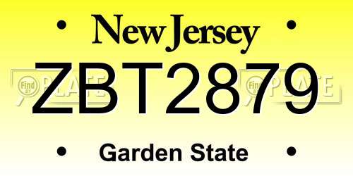 ZBT2879 New Jersey License Plate