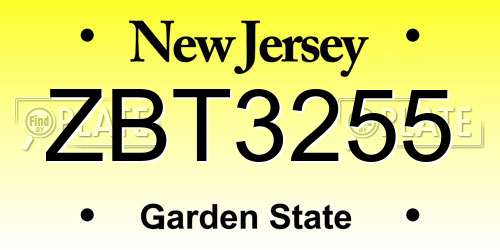 ZBT3255 New Jersey License Plate