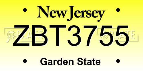 ZBT3755 New Jersey License Plate