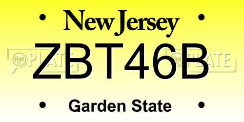 ZBT46B New Jersey License Plate