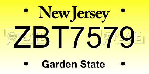 ZBT7579 New Jersey License Plate