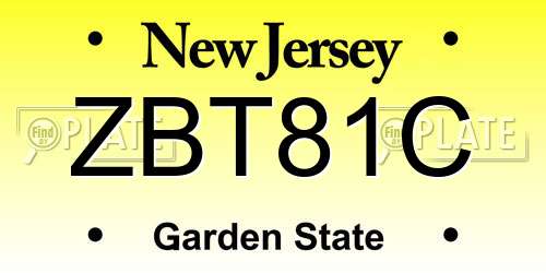 ZBT81C New Jersey License Plate