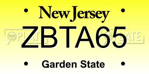ZBTA65 New Jersey License Plate