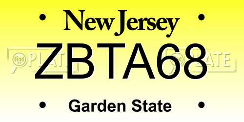 ZBTA68 New Jersey License Plate