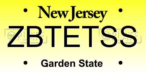 ZBTETSS New Jersey License Plate