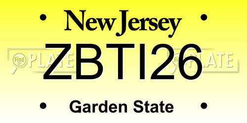 ZBTI26 New Jersey License Plate