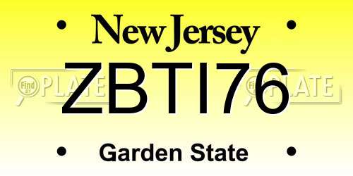 ZBTI76 New Jersey License Plate