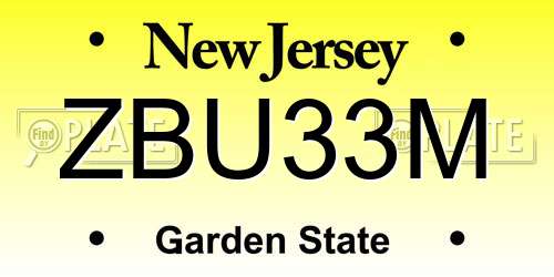 ZBU33M New Jersey License Plate