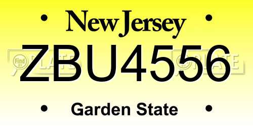 ZBU4556 New Jersey License Plate