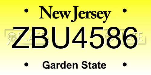 ZBU4586 New Jersey License Plate