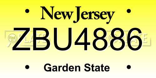 ZBU4886 New Jersey License Plate