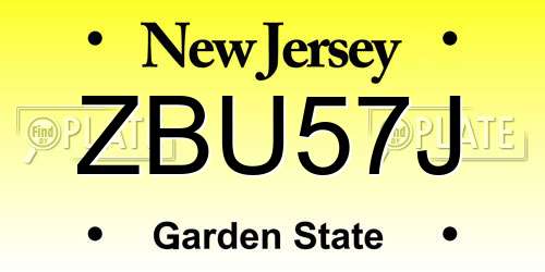 ZBU57J New Jersey License Plate