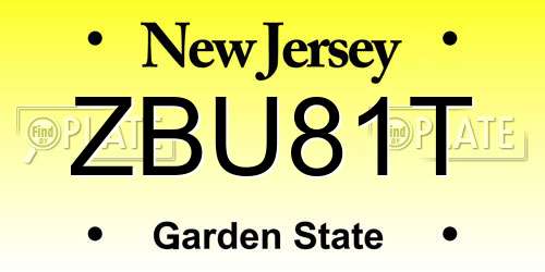 ZBU81T New Jersey License Plate