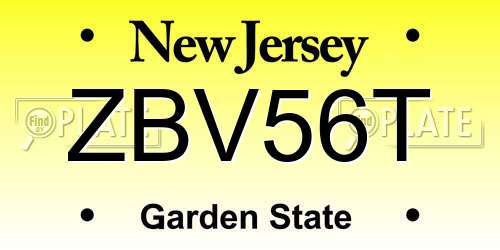 ZBV56T New Jersey License Plate