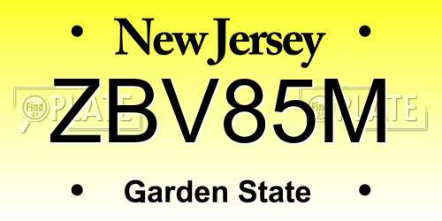 ZBV85M New Jersey License Plate