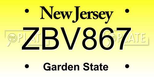 ZBV867 New Jersey License Plate