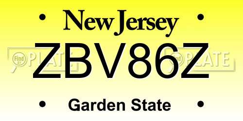 ZBV86Z New Jersey License Plate