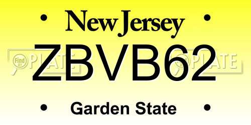 ZBVB62 New Jersey License Plate