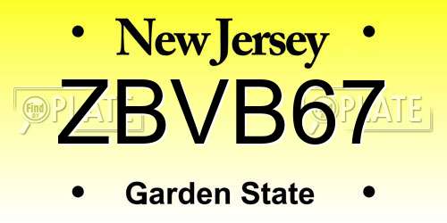 ZBVB67 New Jersey License Plate