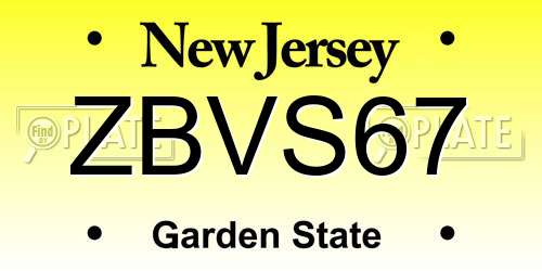 ZBVS67 New Jersey License Plate