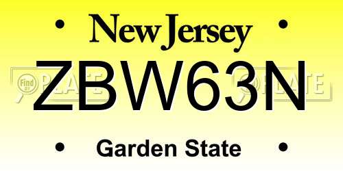 ZBW63N New Jersey License Plate