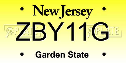 ZBY11G New Jersey License Plate