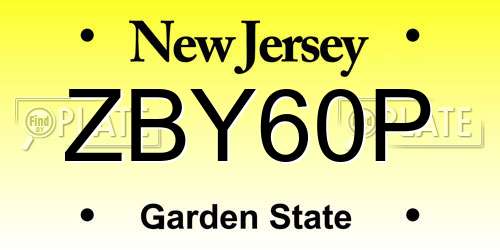 ZBY60P New Jersey License Plate