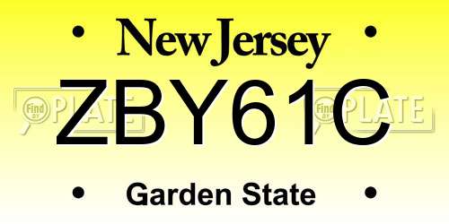ZBY61C New Jersey License Plate