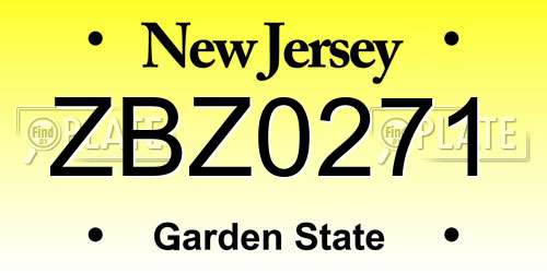ZBZ0271 New Jersey License Plate