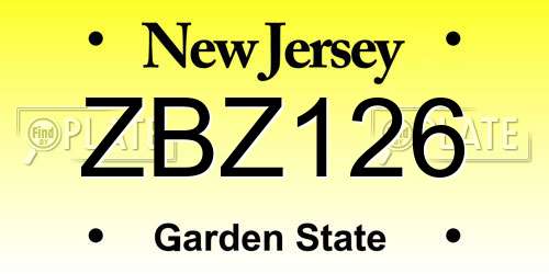 ZBZ126 New Jersey License Plate