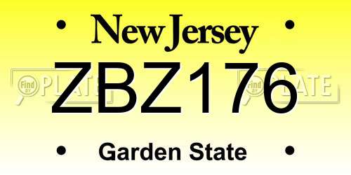 ZBZ176 New Jersey License Plate