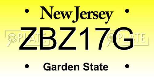 ZBZ17G New Jersey License Plate