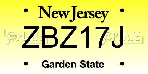 ZBZ17J New Jersey License Plate