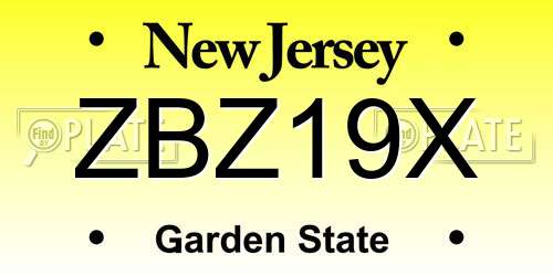 ZBZ19X New Jersey License Plate