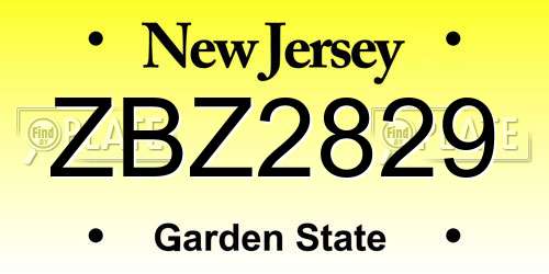 ZBZ2829 New Jersey License Plate